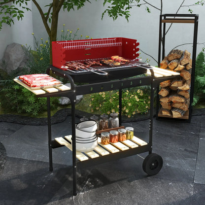 Charcoal Barbecue Grill, Adjustable Height, Portable BBQ Trolley, Red Charcoal BBQ Grils at Gallery Canada