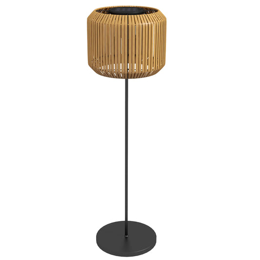 Wicker Outdoor Floor Lamp, Solar Lantern LED Lights, IP44, Yellow Solar Post Lamps Yellow, Black at Gallery Canada
