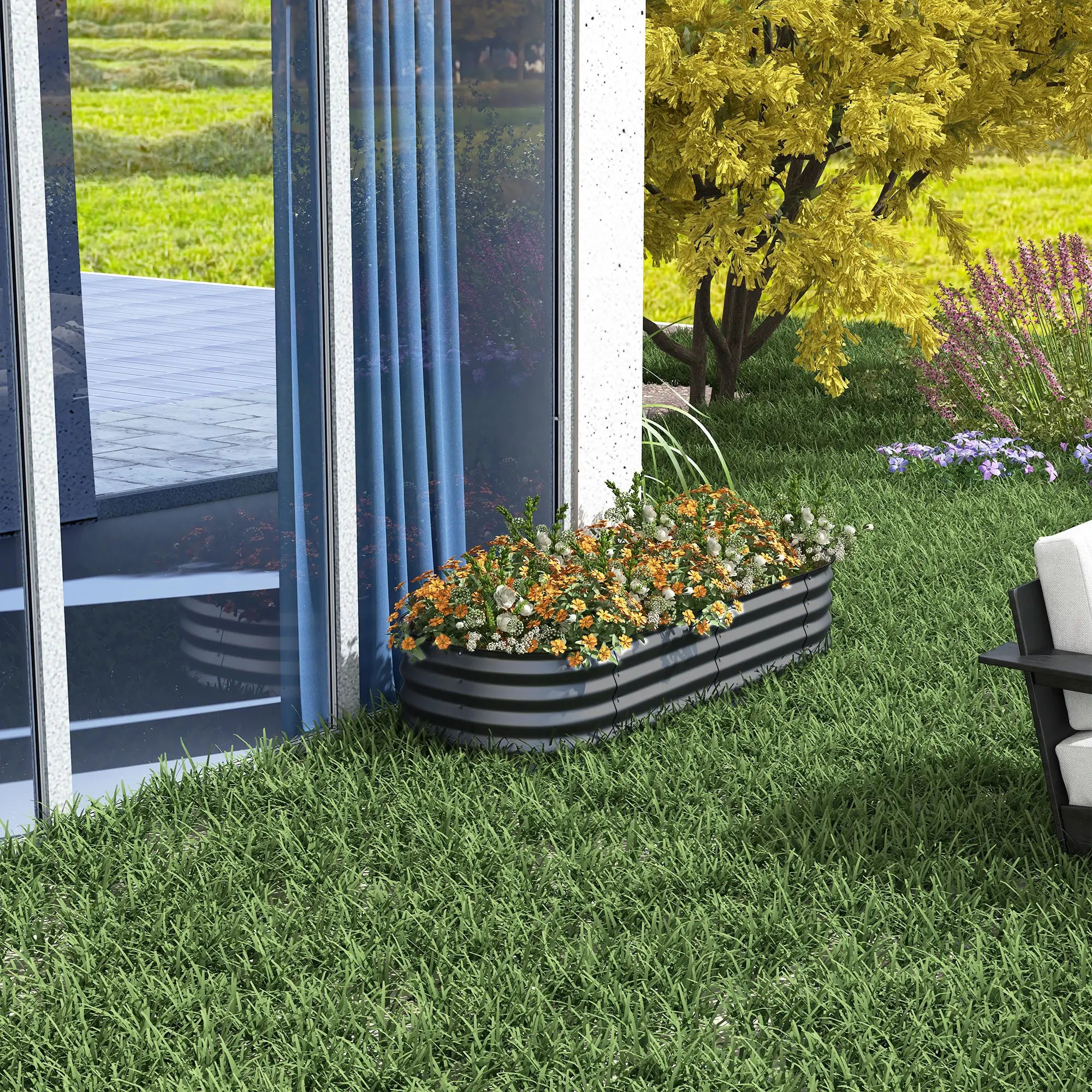 4.9 x 2 x 1ft Galvanized Raised Garden Bed, Metal Planter Box, Dark Grey Raised Garden Beds at Gallery Canada