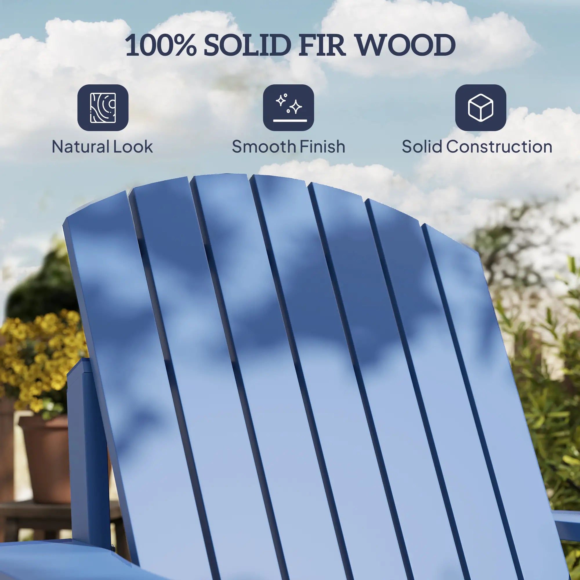 Classic Adirondack Chair, Garden Deck Chair with Cup Holder, Navy Blue Patio Chairs at Gallery Canada