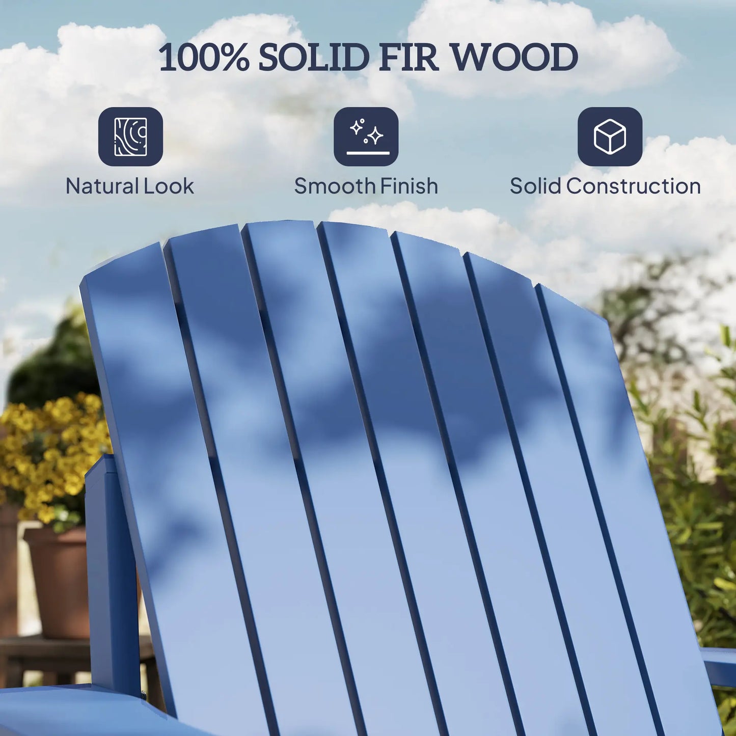 Classic Adirondack Chair, Garden Deck Chair with Cup Holder, Navy Blue Patio Chairs at Gallery Canada