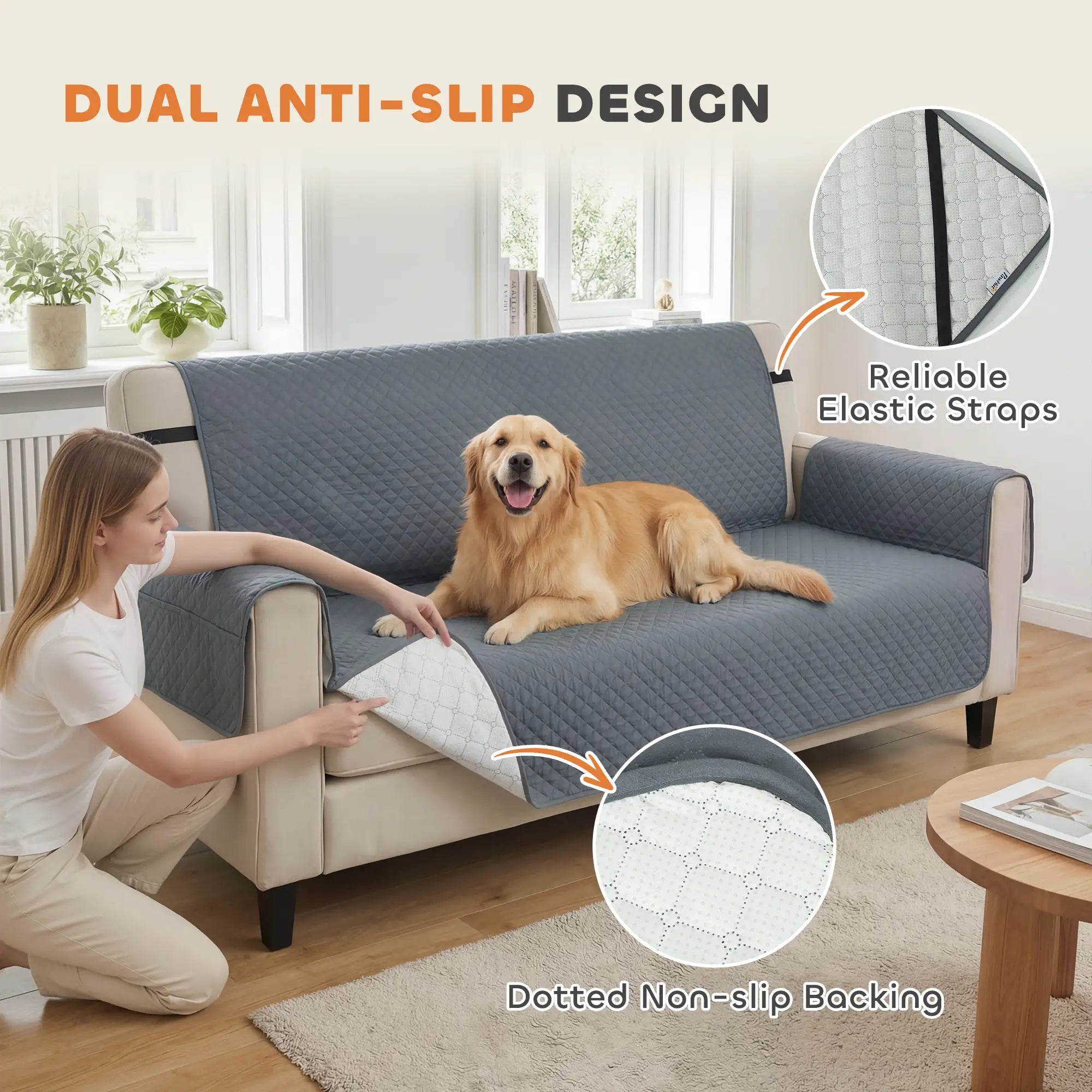 Waterproof Sofa Cover, 3 Seater, Non Slip, Elastic Straps Dog Sofas at Gallery Canada