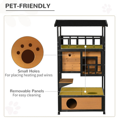 4-Floor Wood Outdoor Cat House, Condo, Fun Entrances, Perch, Natural Cat Houses at Gallery Canada
