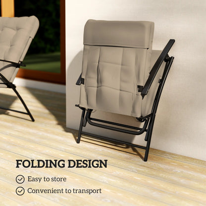 2 Outdoor Folding Chairs, Adjustable Backrest, Padded Camping Chairs, Khaki Patio Chairs at Gallery Canada