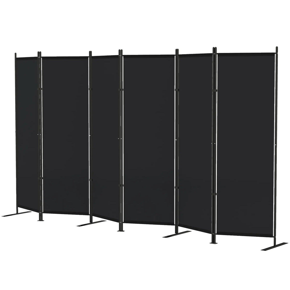 6 Ft 6 Panel Folding Room Divider, Portable Privacy Screen, Black Room Dividers Black at Gallery Canada