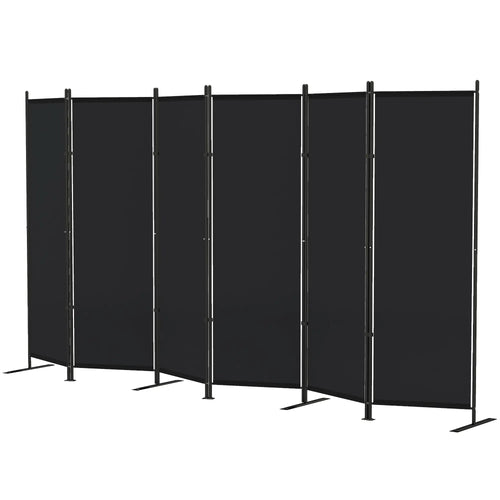6 Ft 6 Panel Folding Room Divider, Portable Privacy Screen, Black