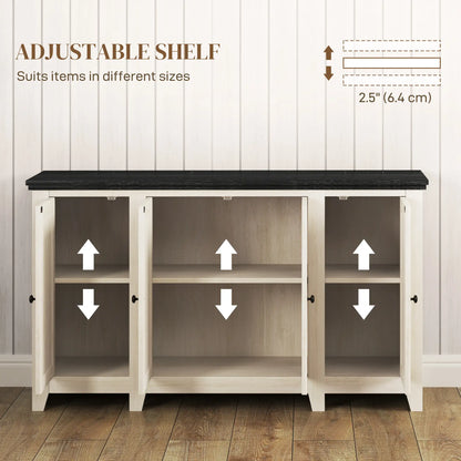 Rustic Sideboard, Buffet Cabinet, Adjustable Shelves, White Wood Grain, White Storage Cabinets at Gallery Canada