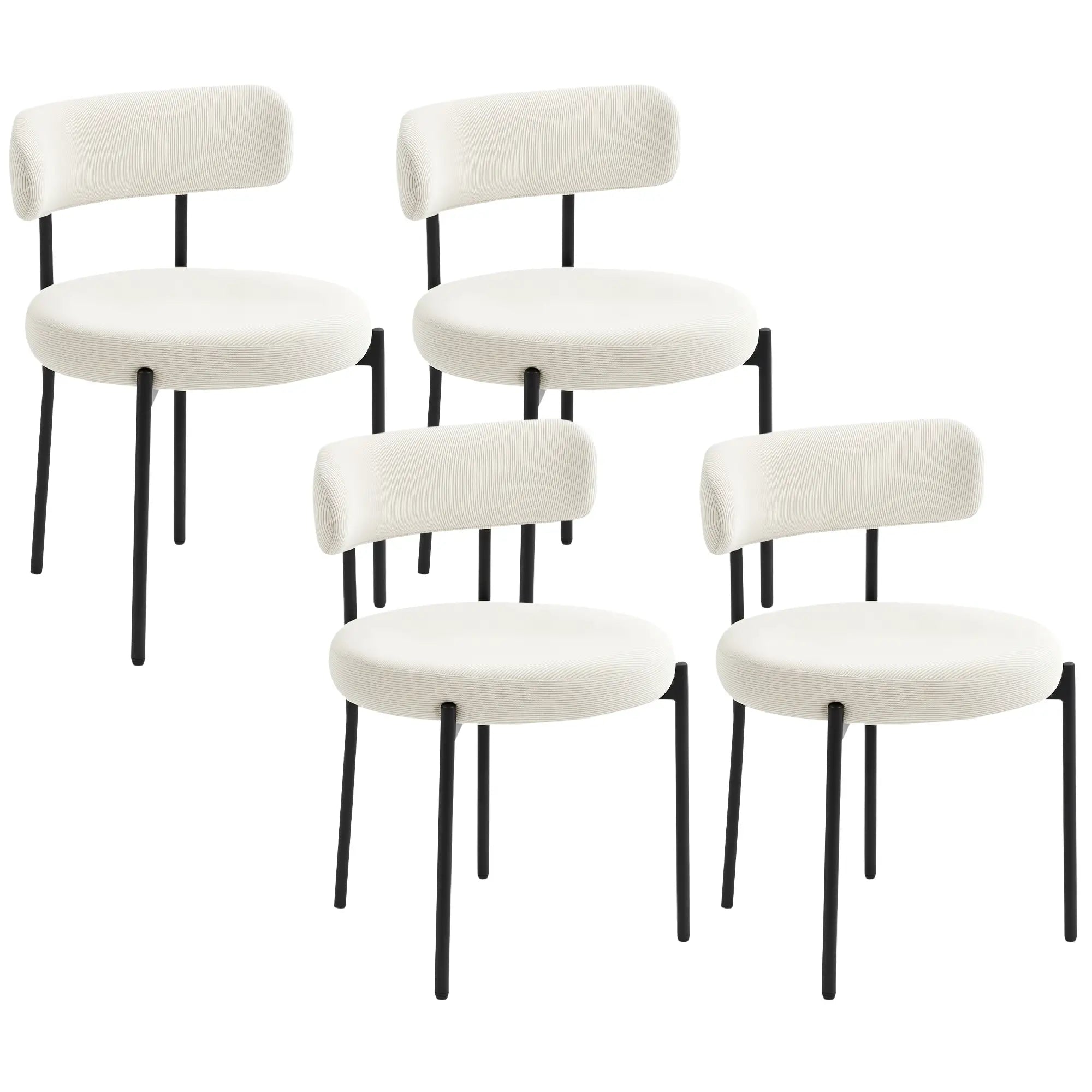4 Kitchen Chairs, Modern Dining, Corduroy Upholstery, Steel Legs, Beige Dining Chairs at Gallery Canada