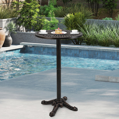 41.5 Inch Patio Round Bar Table Cast Aluminum Bistro Table for Garden, Bronze Patio Coffee Tables at Gallery Canada