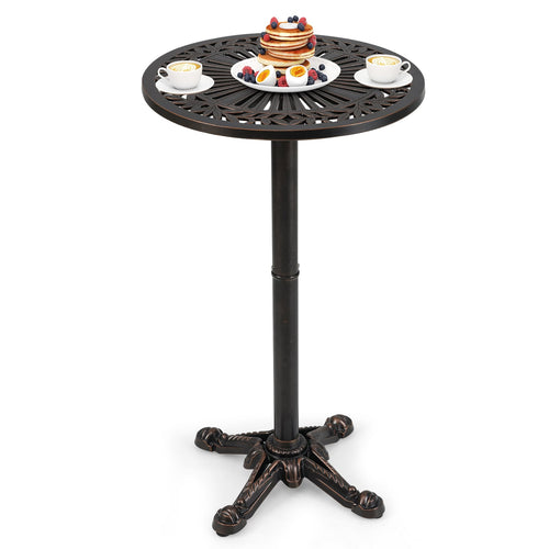 41.5 Inch Patio Round Bar Table Cast Aluminum Bistro Table for Garden, Bronze