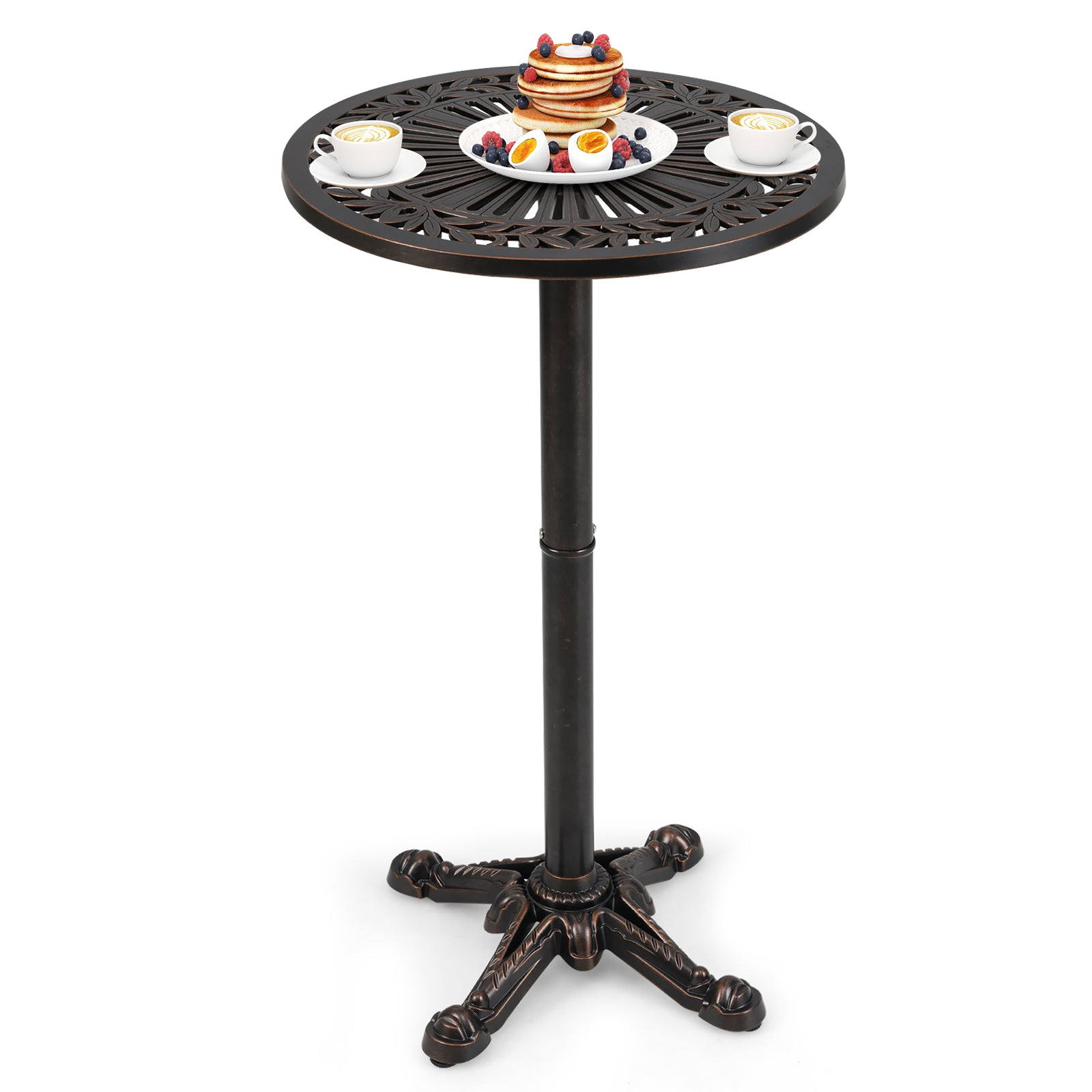 41.5 Inch Patio Round Bar Table Cast Aluminum Bistro Table for Garden, Bronze Patio Coffee Tables at Gallery Canada
