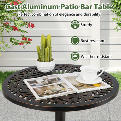 41.5 Inch Patio Round Bar Table Cast Aluminum Bistro Table for Garden, Bronze Patio Coffee Tables at Gallery Canada