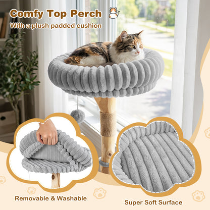 Tour de chat moderne, 41 pouces avec poteaux à gratter, gris