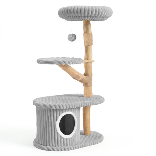 Modern Cat Tower, 41 Inch with Scratching Posts, Gray Cat Trees Condos & Scratchers Gray at Gallery Canada