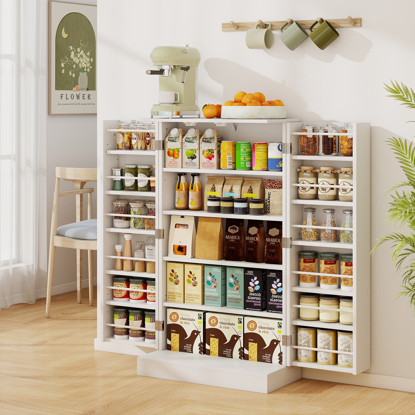 41 Inch Pantry Cabinet, Kitchen Storage Cabinet With Doors And Shelves, White Sideboards Cabinets & Buffets at Gallery Canada