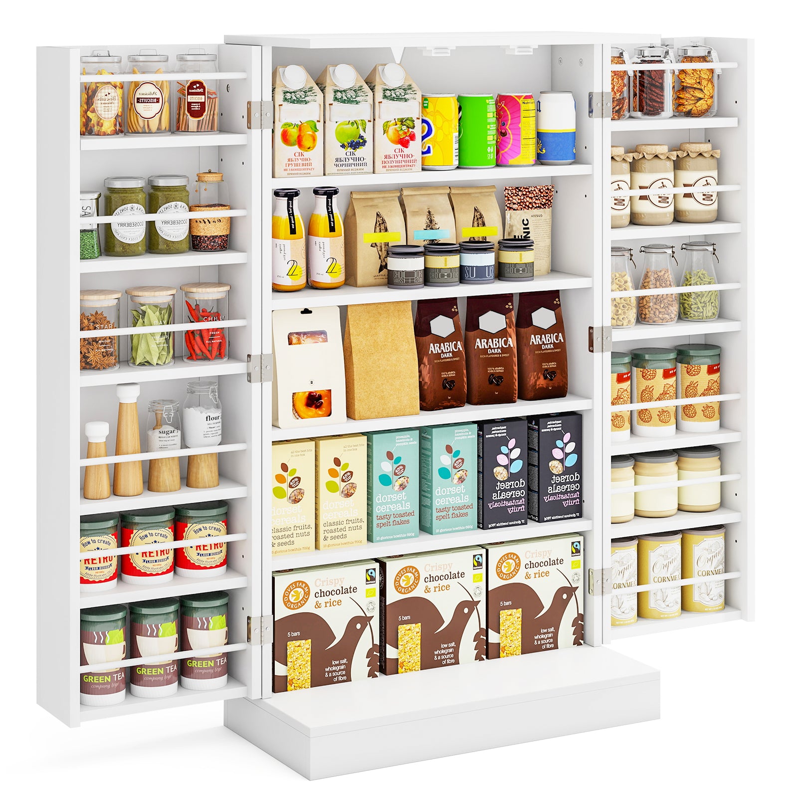 41 Inch Pantry Cabinet, Kitchen Storage Cabinet With Doors And Shelves, White Sideboards Cabinets & Buffets at Gallery Canada