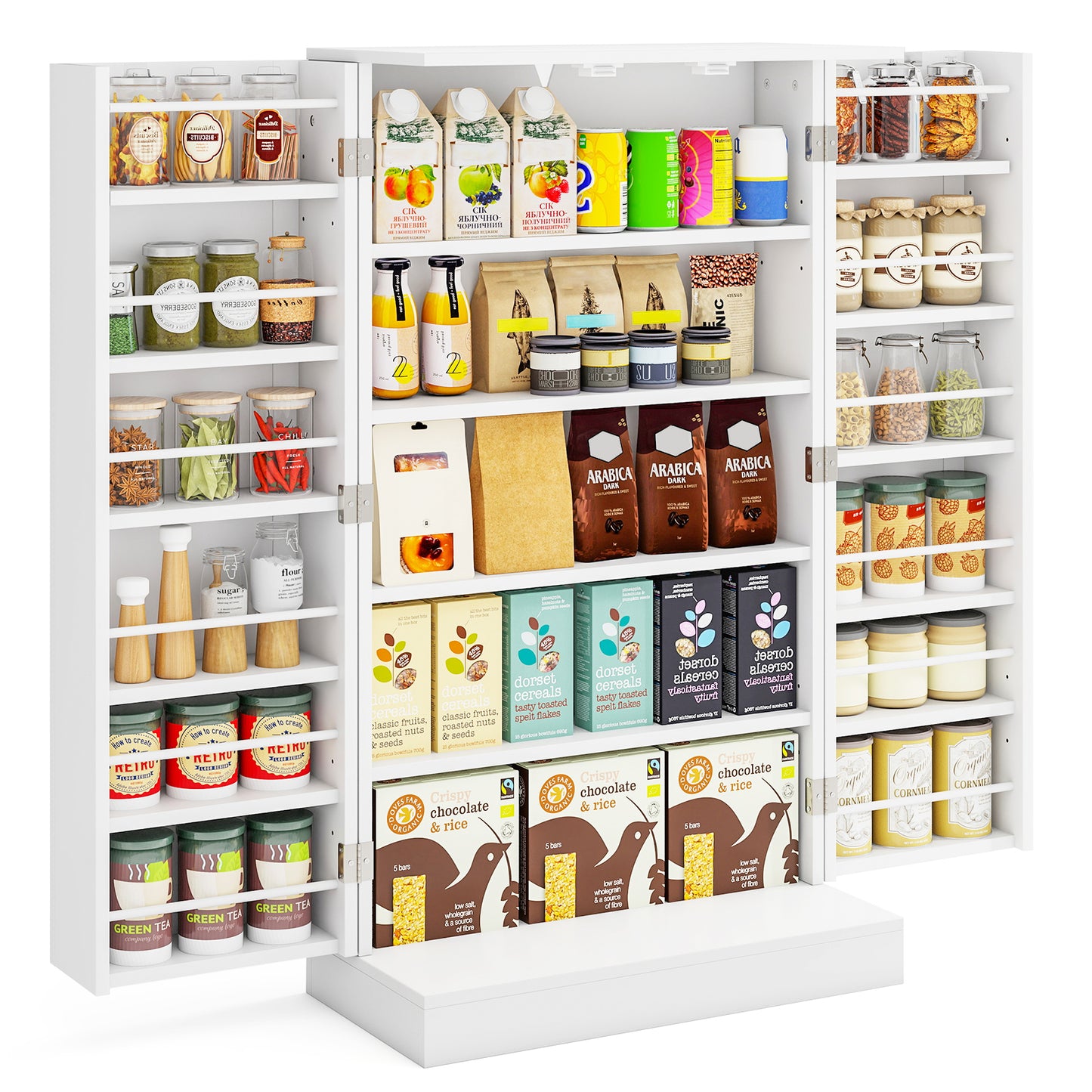 41 Inch Pantry Cabinet, Kitchen Storage Cabinet With Doors And Shelves, White Sideboards Cabinets & Buffets at Gallery Canada
