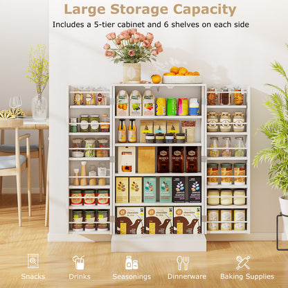 41 Inch Pantry Cabinet, Kitchen Storage Cabinet With Doors And Shelves, White Sideboards Cabinets & Buffets at Gallery Canada