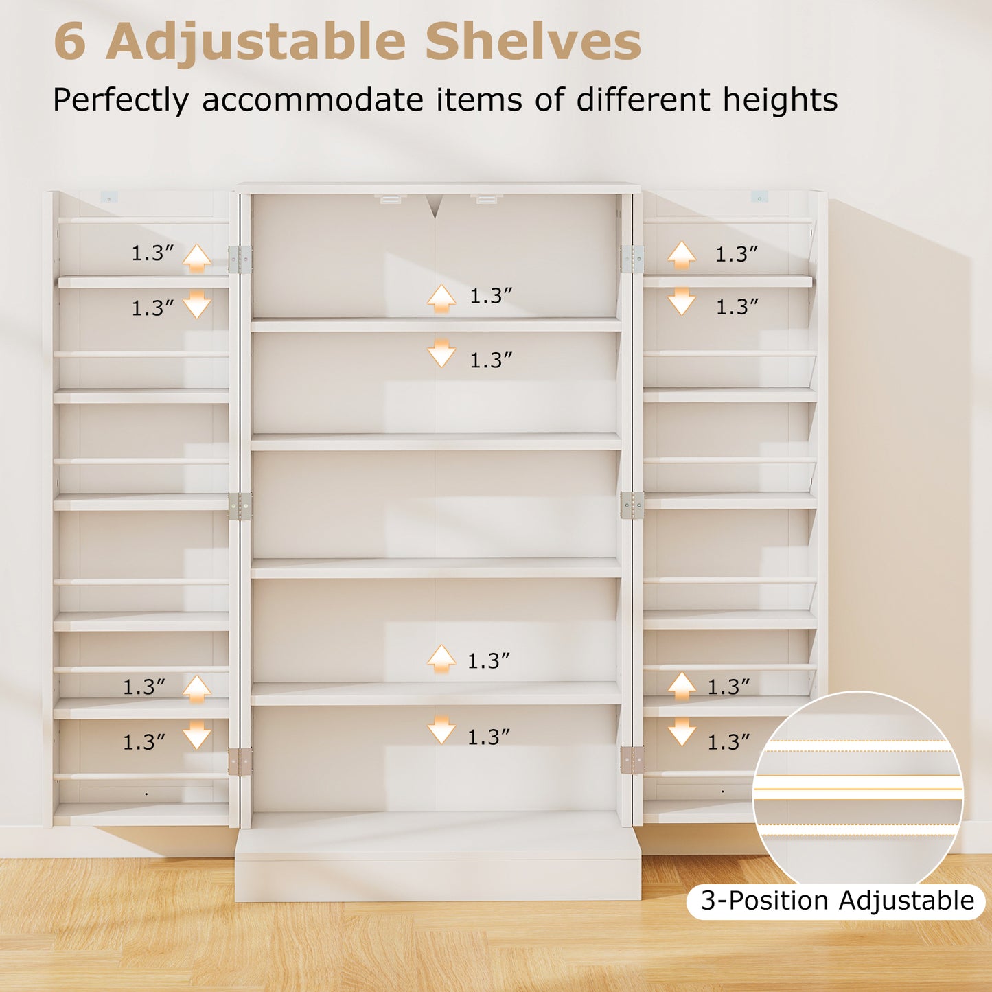 41 Inch Pantry Cabinet, Kitchen Storage Cabinet With Doors And Shelves, White Sideboards Cabinets & Buffets at Gallery Canada