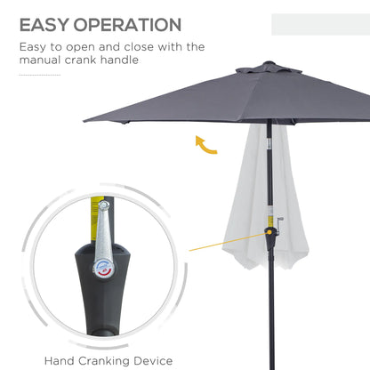 8.5FT Round Patio Umbrella, 6 Ribs, Tilt Canopy with Crank Handle, Grey Sun Umbrellas at Gallery Canada