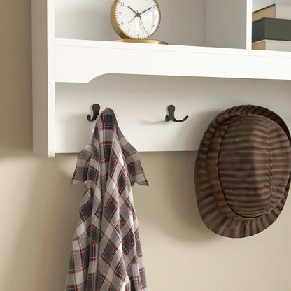 Wall Mounted Coat Rack, Shoe Storage Bench, Hall Tree, White Clothing Storage at Gallery Canada