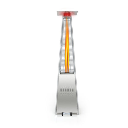 42000 BTU Pyramid Patio Heater with Wheels, Silver Patio Heaters Silver at Gallery Canada
