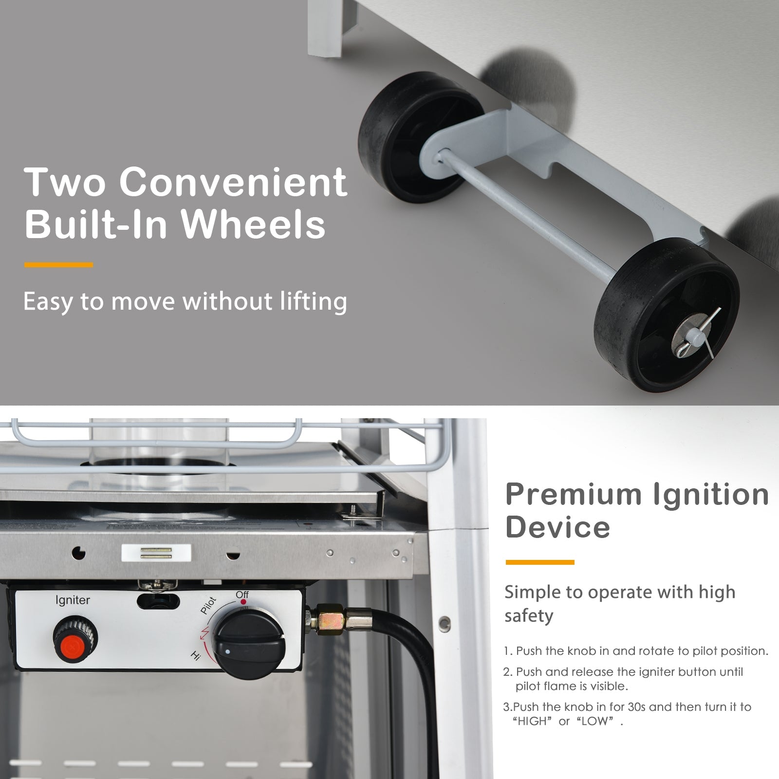 42000 BTU Pyramid Patio Heater with Wheels, Silver Patio Heaters at Gallery Canada