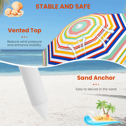 6.5 Feet Beach Umbrella with UPF50+ Sun Protection and Push Button Tilt-Colorful, Color Outdoor Umbrellas at Gallery Canada