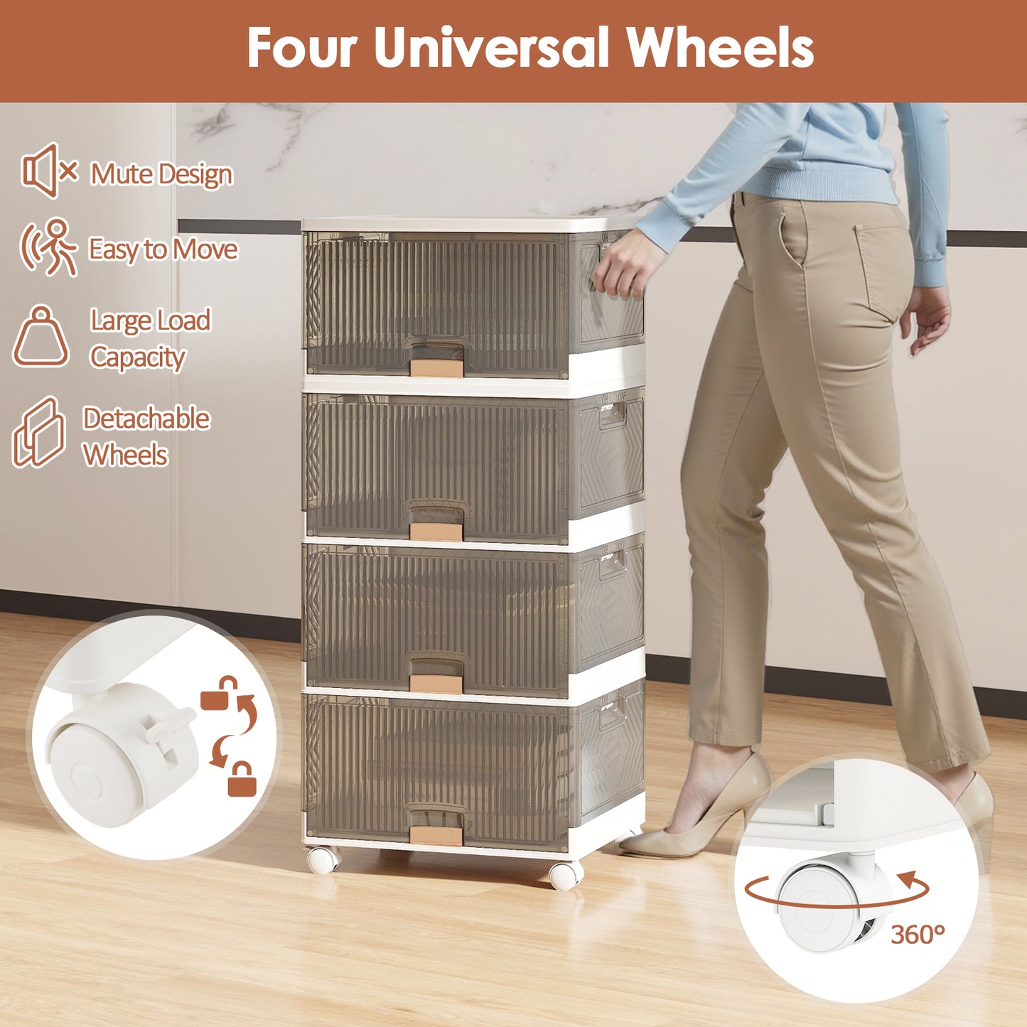 3/4/5/6-Cube Stackable Storage Bins with Detachable Wheels-4 Cube, White Shoe Racks & Storage Benches at Gallery Canada
