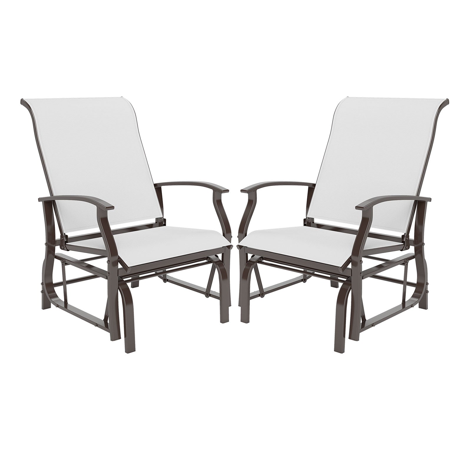 Outdoor Glider Chairs Set of 2 with Ergonomic Backrest and Seat, Beige Patio Rocking Chairs & Gliders at Gallery Canada