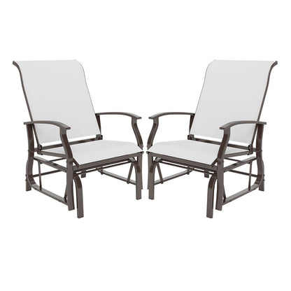 Outdoor Glider Chairs Set of 2 with Ergonomic Backrest and Seat, Beige Patio Rocking Chairs & Gliders at Gallery Canada