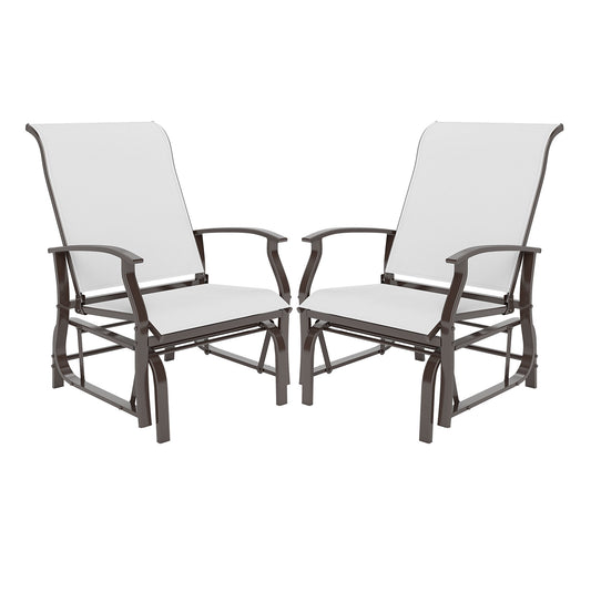 Outdoor Glider Chairs, Set of 2, Ergonomic Backrest, Beige