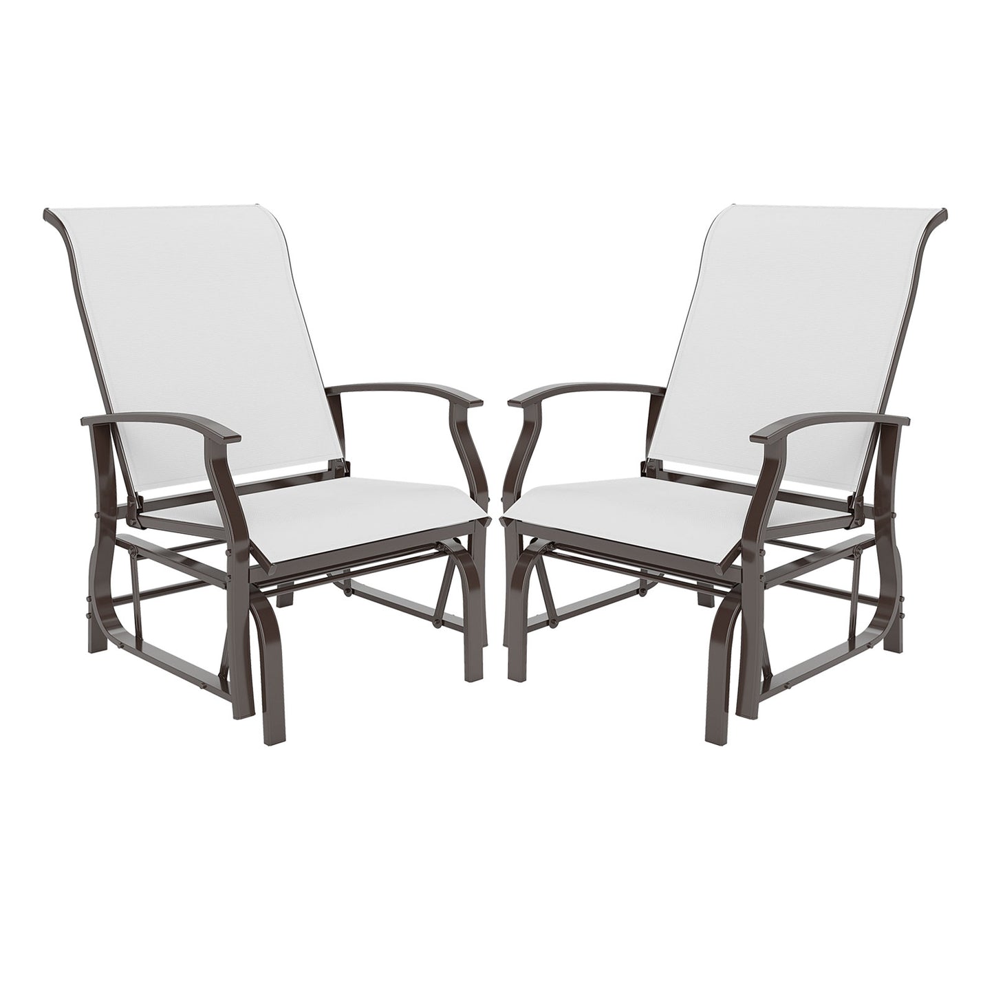 Outdoor Glider Chairs Set of 2 with Ergonomic Backrest and Seat, Beige Patio Rocking Chairs & Gliders Beige at Gallery Canada
