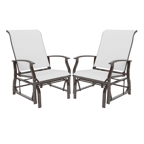 Outdoor Glider Chairs Set of 2 with Ergonomic Backrest and Seat, Beige
