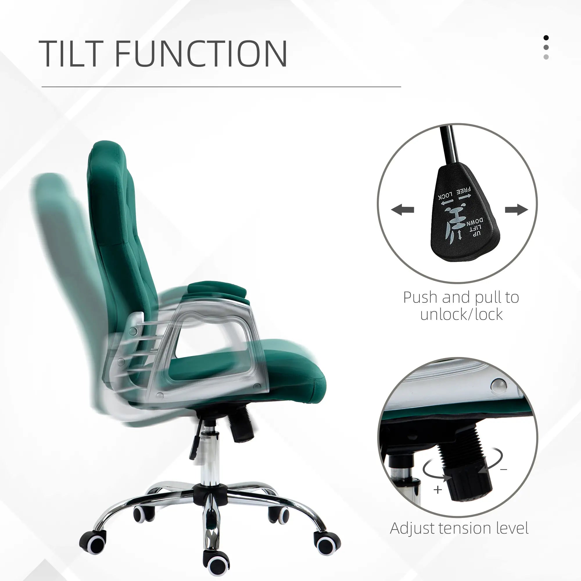 Velvet Computer Chair, Button Tufted, Swivel Wheels, Adjustable Height, Green Executive & Manager Chairs at Gallery Canada