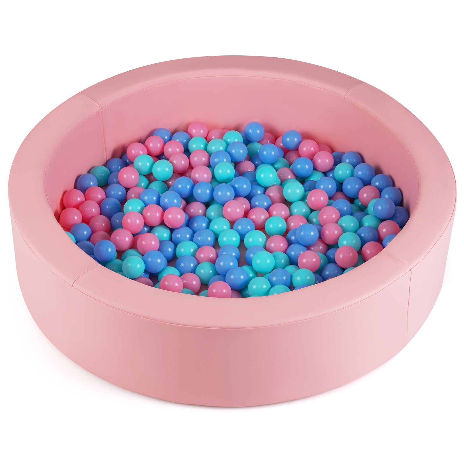 42.5 Inch Round Foam Ball Pits with 25D Sponge Filling and Washable PU Cover for Toddlers, Pink Climbers & Slides Pink at Gallery Canada