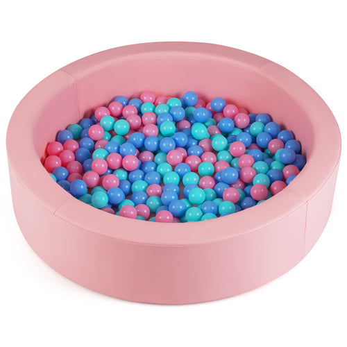 42.5 Inch Round Foam Ball Pit, Washable PU Cover, Pink