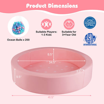 42.5 Inch Round Foam Ball Pits with 25D Sponge Filling and Washable PU Cover for Toddlers, Pink Climbers & Slides at Gallery Canada