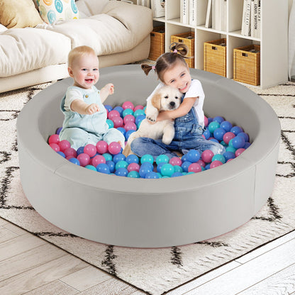42.5 Inch Round Foam Ball Pits with 25D Sponge Filling and Washable PU Cover for Toddlers, Gray Climbers & Slides at Gallery Canada