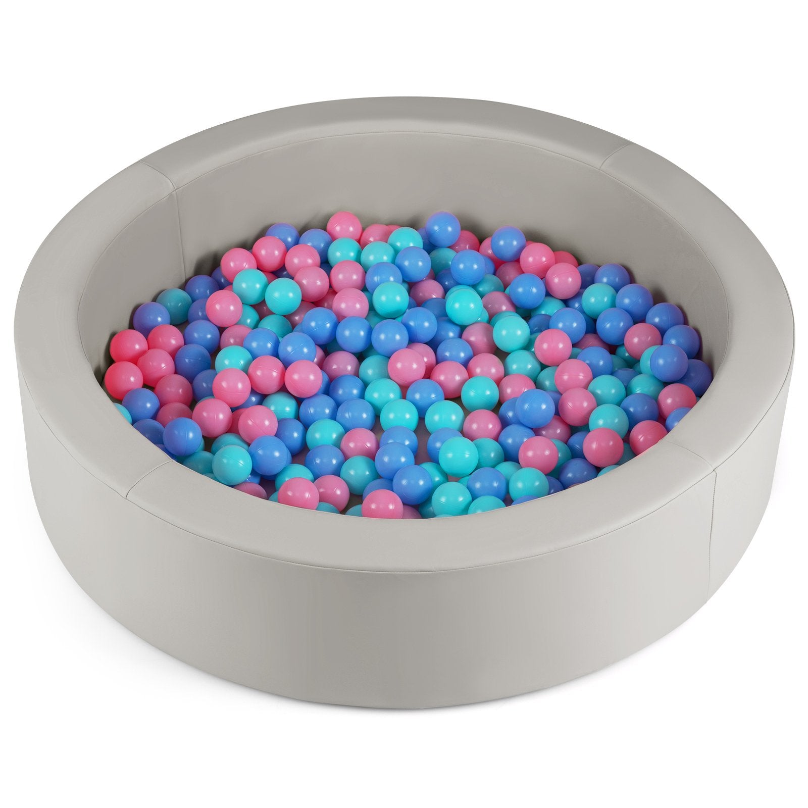 42.5 Inch Round Foam Ball Pits with 25D Sponge Filling and Washable PU Cover for Toddlers, Gray Climbers & Slides Gray at Gallery Canada