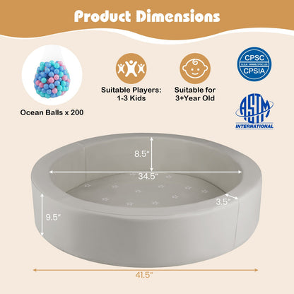 42.5 Inch Round Foam Ball Pits with 25D Sponge Filling and Washable PU Cover for Toddlers, Gray Climbers & Slides at Gallery Canada