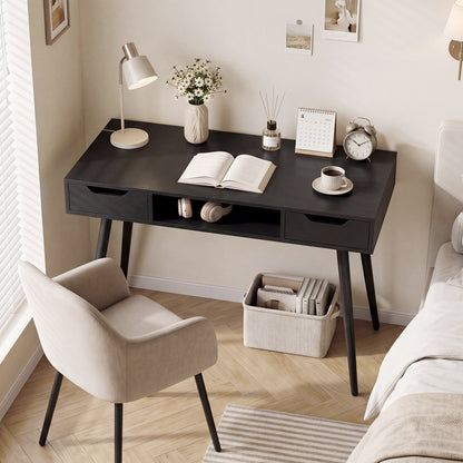 42.5" Mid Century Modern Writing Desk, Black Computer Desks at Gallery Canada