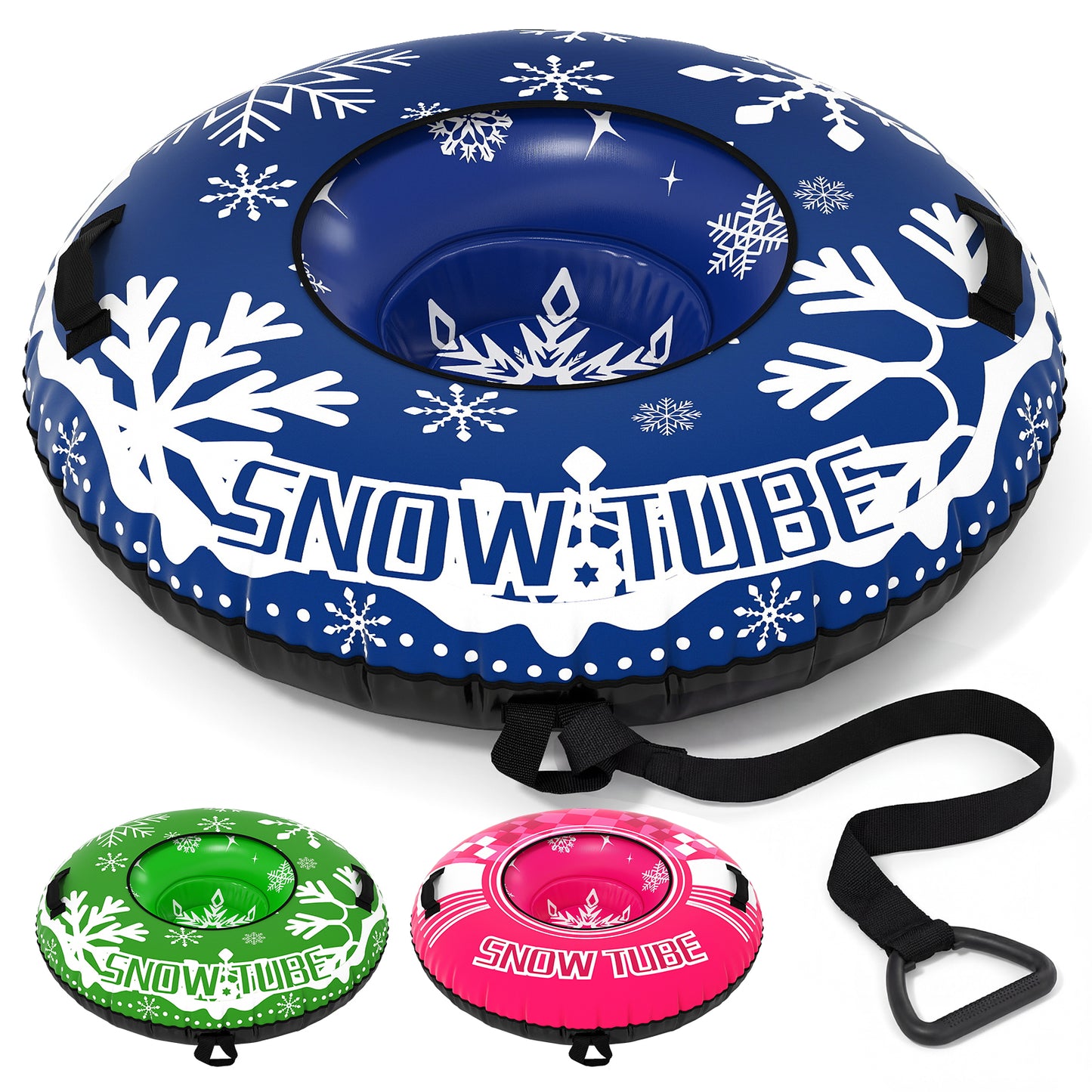 42" Heavy-duty Inflatable Snow Tube with Detachable Tow Strap, Blue Winter Sports & Activities at Gallery Canada