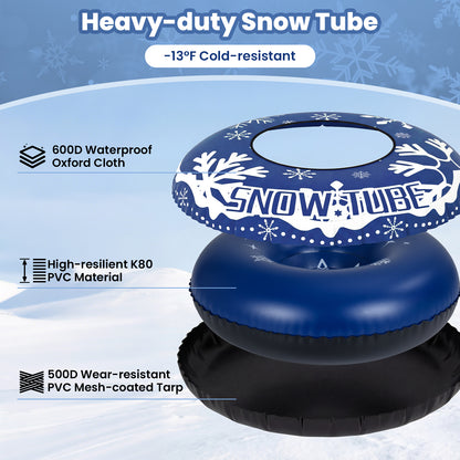 42" Heavy-duty Inflatable Snow Tube with Detachable Tow Strap, Blue Winter Sports & Activities at Gallery Canada