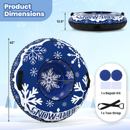 42" Heavy-duty Inflatable Snow Tube with Detachable Tow Strap, Blue Winter Sports & Activities at Gallery Canada