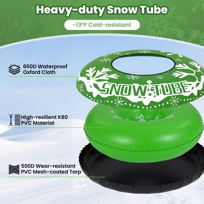 42" Heavy-duty Inflatable Snow Tube with Detachable Tow Strap, Green Winter Sports & Activities at Gallery Canada