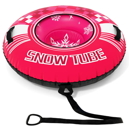 42" Heavy-duty Inflatable Snow Tube with Detachable Tow Strap, Pink Winter Sports & Activities Pink at Gallery Canada