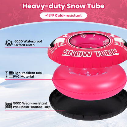 42" Heavy-duty Inflatable Snow Tube with Detachable Tow Strap, Pink Winter Sports & Activities at Gallery Canada