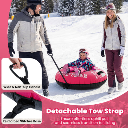 42" Heavy-duty Inflatable Snow Tube with Detachable Tow Strap, Pink Winter Sports & Activities at Gallery Canada