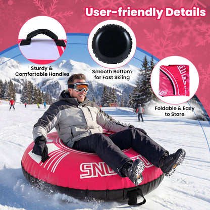 42" Heavy-duty Inflatable Snow Tube with Detachable Tow Strap, Pink Winter Sports & Activities at Gallery Canada